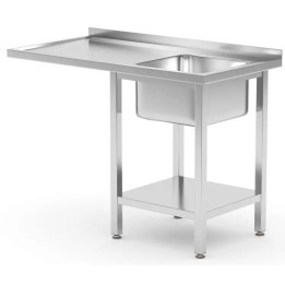 Stół ze zlewem 1200x700x(H)850mm, półką i miejscem na zmywarkę lub lodówkę - skręcany, prawy | 237526 hendi
