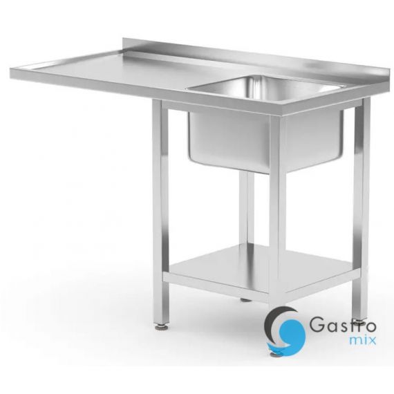 Stół ze zlewem 1200x700x(H)850mm, półką i miejscem na zmywarkę lub lodówkę - skręcany, prawy |... 