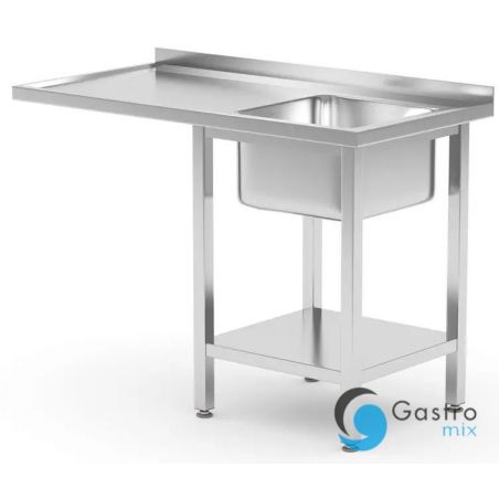 Stół ze zlewem 1200x700x(H)850mm, półką i miejscem na zmywarkę lub lodówkę - skręcany, prawy |... 