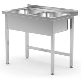 Stół z dwoma zlewami 1000x600x850 mm – spawany, HENDI, Kitchen Line, Lokalizacja komory - pośrodku| 815007 hendi