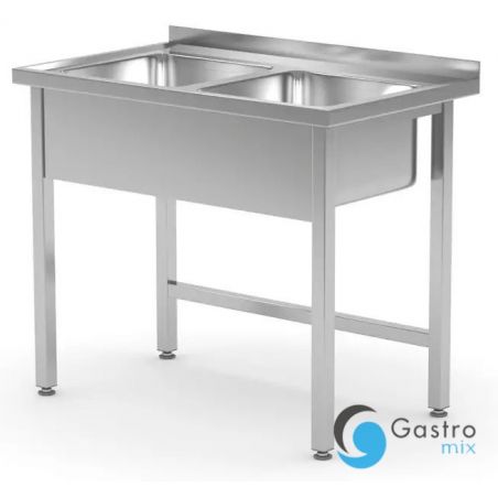 Stół z dwoma zlewami 1000x600x850 mm – spawany, HENDI, Kitchen Line, Lokalizacja komory -... 