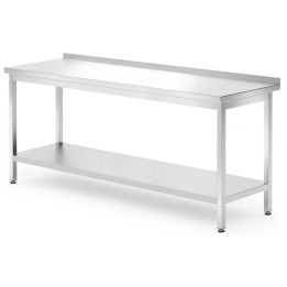 Stół przyścienny z półką 1800x700x850 mm  – skręcany, głębokość 700 mm, Profi Line | 812761 HENDI