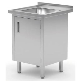 Stół do wanny 600x600x850 mm , spawany, z szafką i drzwiami na zawiasach, Profi Line| 813522 HENDI