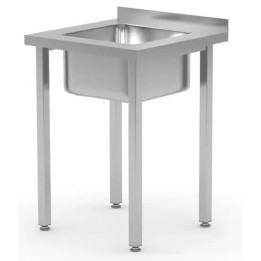 Stół ze zlewem 600x600x(H)850mm - skręcany, Kitchen Line, zlew wyśrodkowany | 816752 HENDI