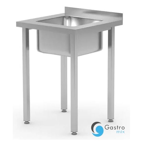 Stół ze zlewem 600x600x(H)850mm - skręcany, Kitchen Line, zlew wyśrodkowany | 816752 HENDI 