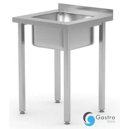 Stół ze zlewem 600x600x(H)850mm - skręcany, Kitchen Line, zlew wyśrodkowany | 816752 HENDI 