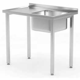 Stół ze zlewem 800x600x(H)850mm - skręcany, Kitchen Line, zlew po prawej| 816769 HENDI