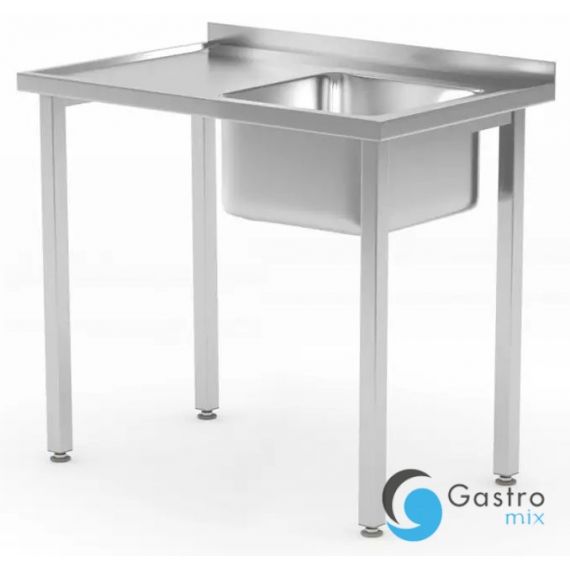 Stół ze zlewem 800x600x(H)850mm - skręcany, Kitchen Line, zlew po prawej| 816769 HENDI 