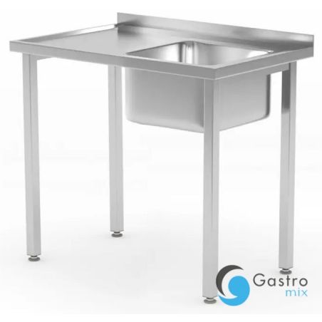 Stół ze zlewem 800x600x(H)850mm - skręcany, Kitchen Line, zlew po prawej| 816769 HENDI 