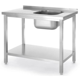 Stół ze zlewem i półką 1000x600x(H)850mm– skręcany, Kitchen Line, zlew po lewej| 817025 HENDI