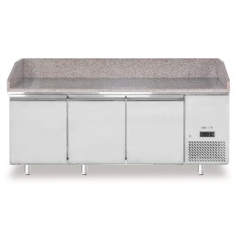 Stół chłodniczy do pizzy, 3-drzwiowy, z granitowym blatem, Arktic, 375L, granitowy, 230V/400W, 2010x800x(H)875mm | 220252 hendi