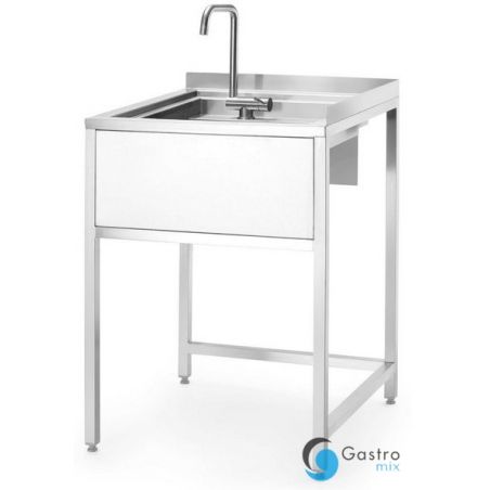 Narożny stół Oxygen Hybrid z ukrytą komorą zlewową i myjką do płukania dzbanków, 650x650x(h)900mm... 