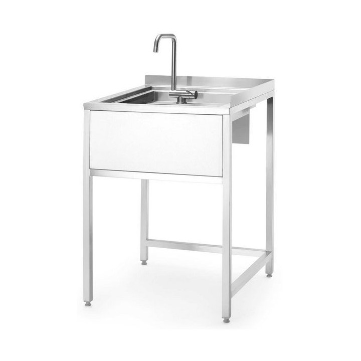 Narożny stół Oxygen Hybrid z ukrytą komorą zlewową i myjką do płukania dzbanków, 650x650x(h)900mm | 817483 fine-dine