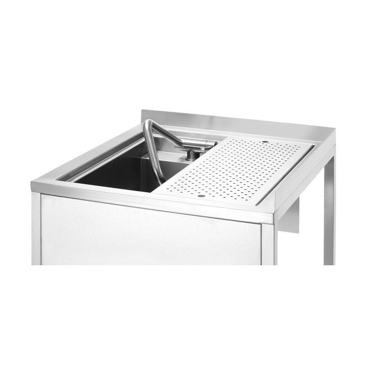 Narożny stół Oxygen Hybrid z ukrytą komorą zlewową i myjką do płukania dzbanków, 650x650x(h)900mm | 817483 fine-dine