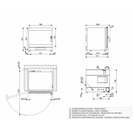 Piec konwekcyjny z nawilżaniem Smeg Professional – 6 × EN 600×400 / GN 1/1|  ALFA625E1HDS 