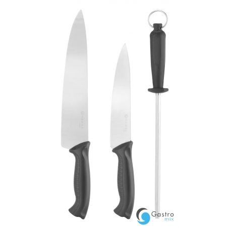 Zestaw noży z ostrzałką, czarny| 842683 hendi 